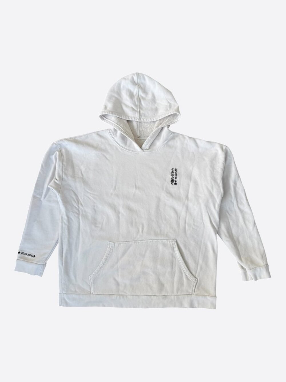 Chrome Hearts White & Black Embroidered Script Logo Hoodie